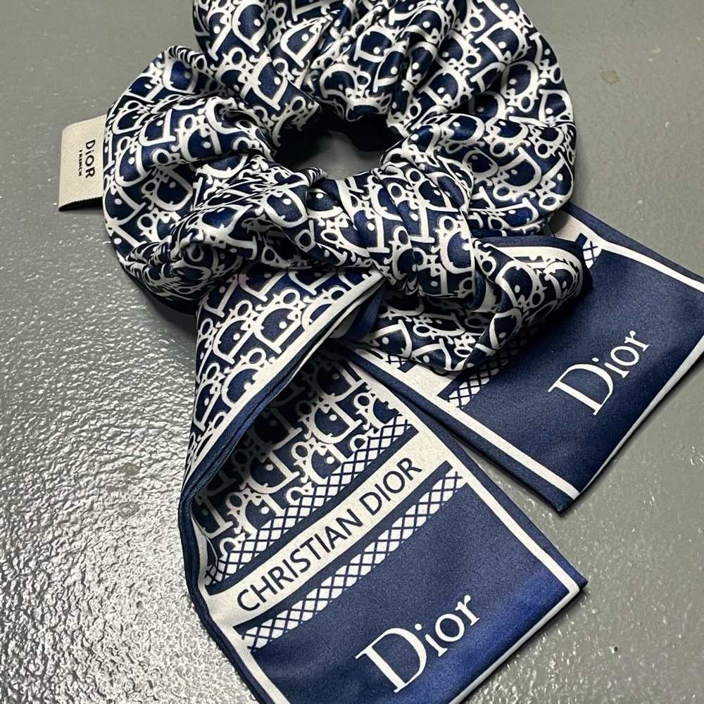 Dior Navy and White Hair Tie - Picture 3 of 6